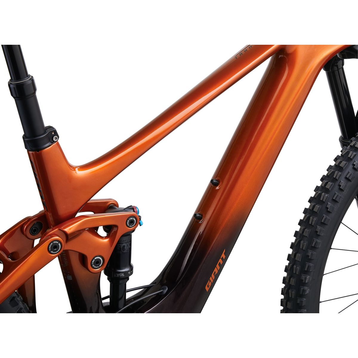 cuadro de carbono de la Bicicleta eléctrica ligera full power Giant Trance X Adv E+ Elite 2 2024 color naranja